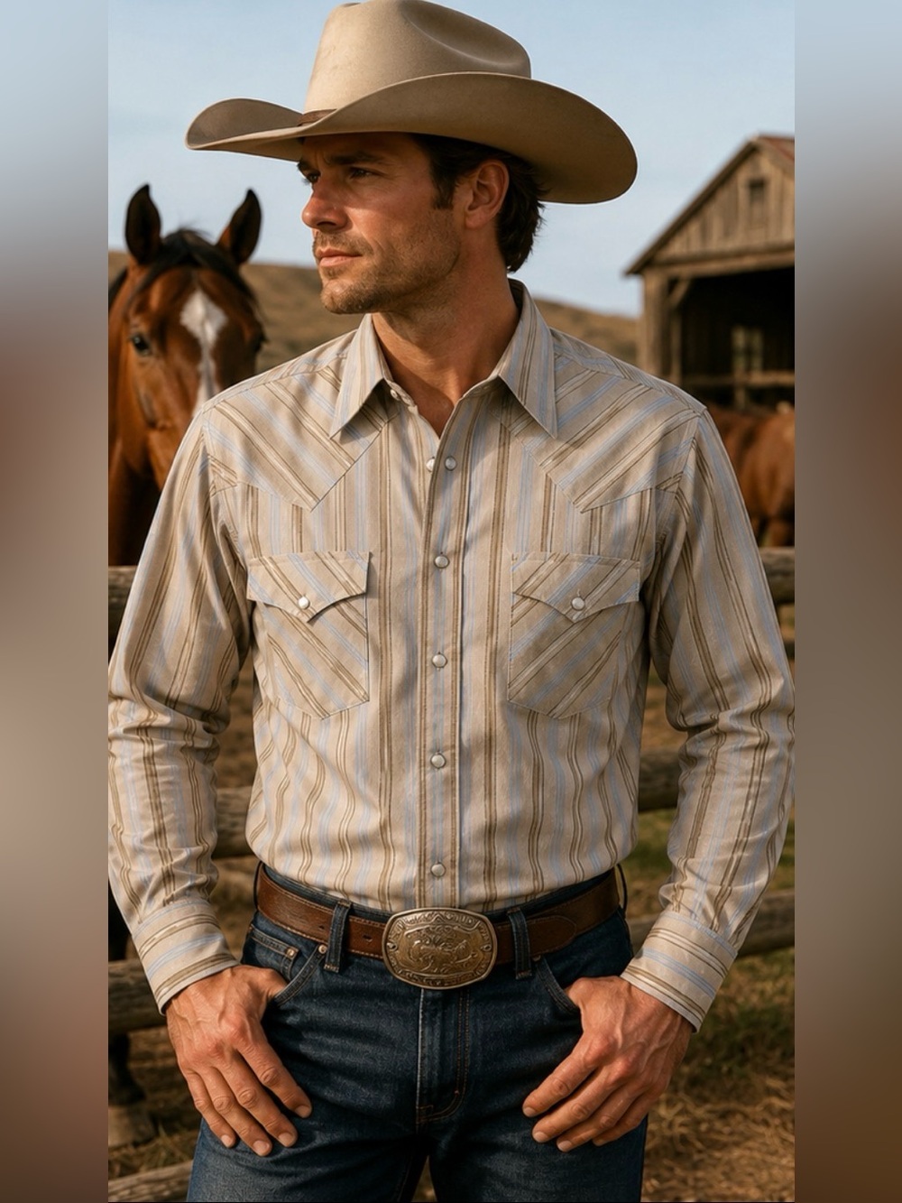 🤠 Plains Western Wear Pearl Snap Western Shirt Men’s Small Y2K Cowboy Ranch